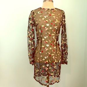 Pretty Little Thing embroidered sheer dress